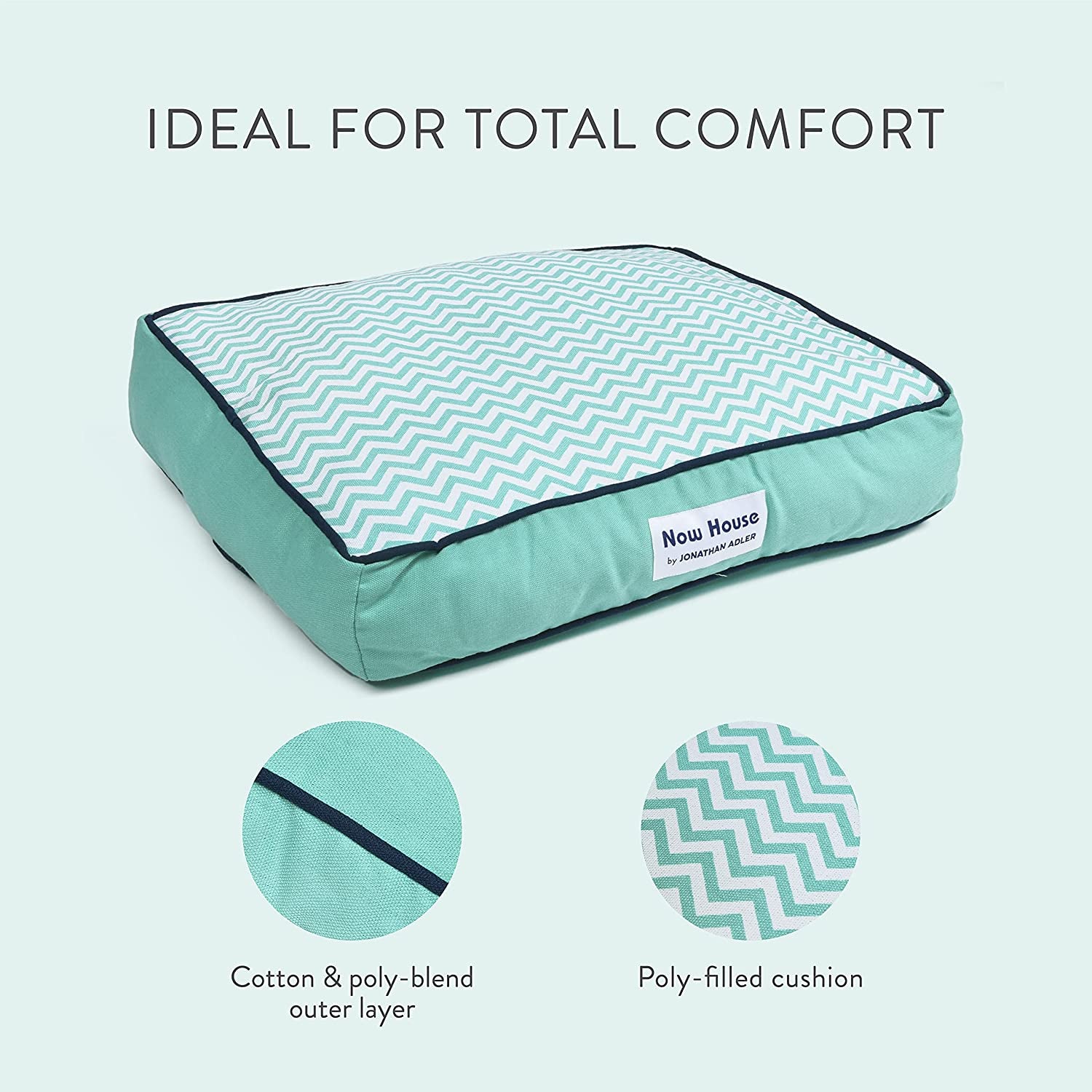 Jonathan Adler Now House for Pets Teal Chevron Cushion Dog Bed, Large: Machine Washable Dog Bed for Large Dogs by Jonathan Adler