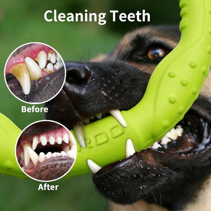 Dog Ring Toy Floating Flying Disc, Durable Lightweight Dog Toy for Medium Large Dogs Ideal for Throwing Catching Grabbing Outdoor Training Play Interactive Fetch Game(Green/11.8Inch)
