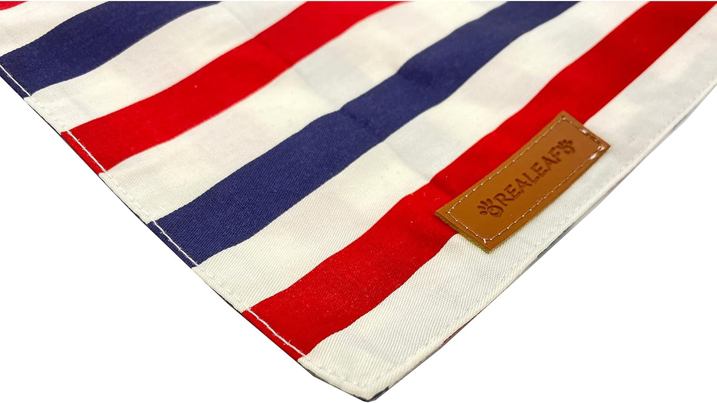 4Th of July Dog Bandanas 2 Pack, Reversible American Flag Pet Scarf for Boy and Girl, Premium Durable Fabric, Patriotic Bandana for Large and Extra Large Dogs (X-Large)