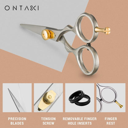 Beard & Mustache Scissors for Men - 5.5" Japanese Steel, Silver - Precision Sharp Blades, Ergonomic Finger Rest & Adjustable Tension Screw for Perfect Trimming - Beard Grooming Scissors