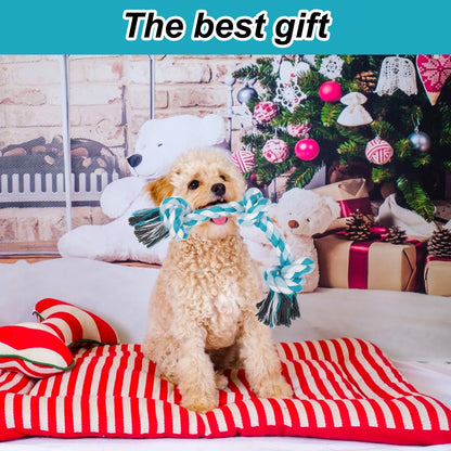 Durable Braided Cotton Dog Rope Toys with 3 Knots for Effective Teeth Cleaning - Ideal Gift for Pets (Blue)