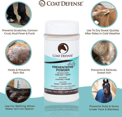 Daily Preventative Powder & Rain Rot Treatment for Horses | Safe & Effective Equine Sweet Itch, Skin Funk, Scratches | Dry Horse Shampoo, 64 Oz. | All Natural Ingredients